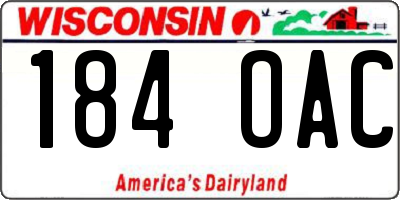 WI license plate 184OAC