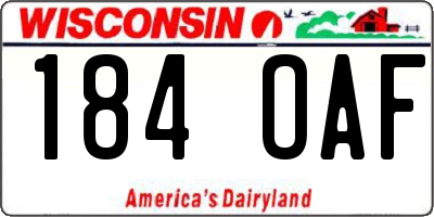 WI license plate 184OAF