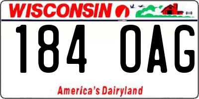 WI license plate 184OAG
