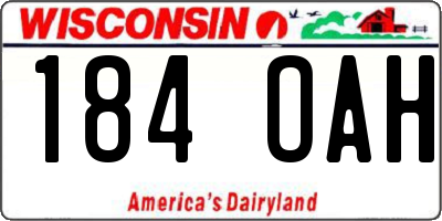 WI license plate 184OAH