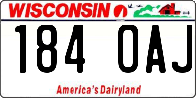 WI license plate 184OAJ