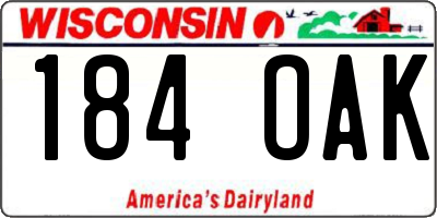 WI license plate 184OAK