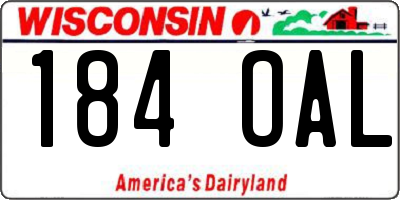 WI license plate 184OAL