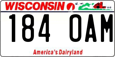 WI license plate 184OAM