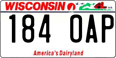 WI license plate 184OAP