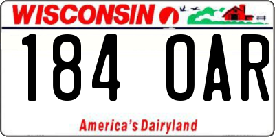 WI license plate 184OAR