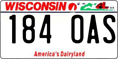 WI license plate 184OAS
