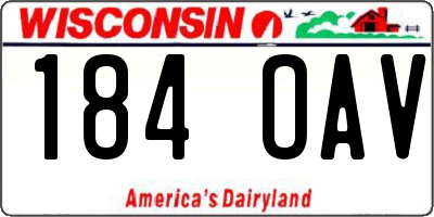 WI license plate 184OAV