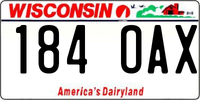WI license plate 184OAX