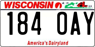 WI license plate 184OAY