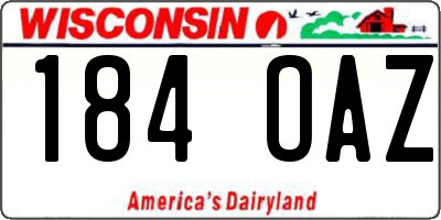 WI license plate 184OAZ