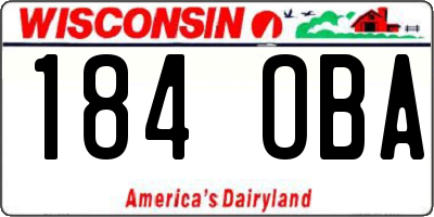 WI license plate 184OBA