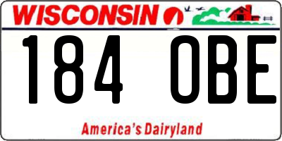 WI license plate 184OBE