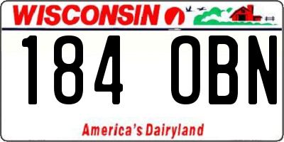 WI license plate 184OBN