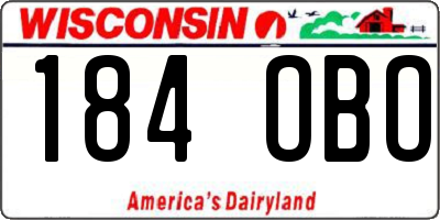 WI license plate 184OBO