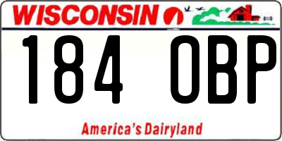 WI license plate 184OBP