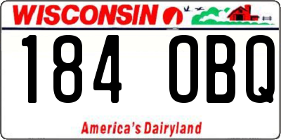 WI license plate 184OBQ