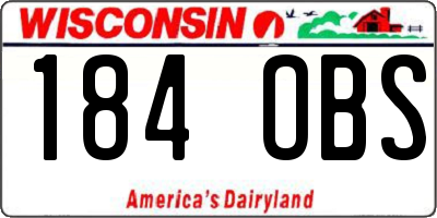 WI license plate 184OBS