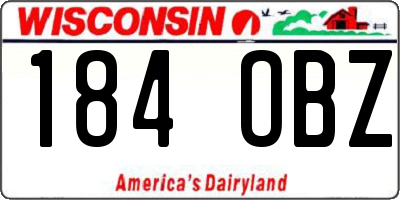 WI license plate 184OBZ