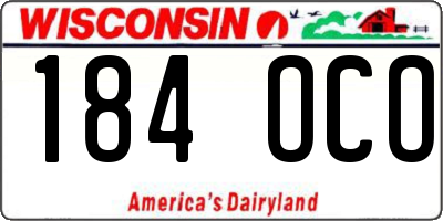 WI license plate 184OCO