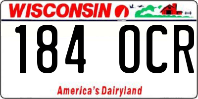 WI license plate 184OCR
