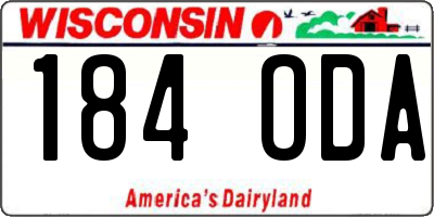 WI license plate 184ODA