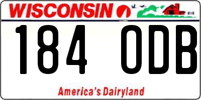 WI license plate 184ODB