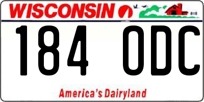 WI license plate 184ODC