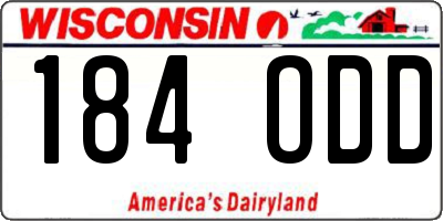 WI license plate 184ODD