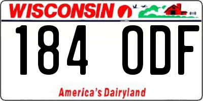 WI license plate 184ODF