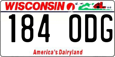 WI license plate 184ODG