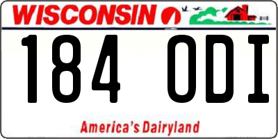WI license plate 184ODI