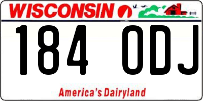 WI license plate 184ODJ