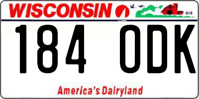 WI license plate 184ODK