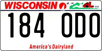 WI license plate 184ODO
