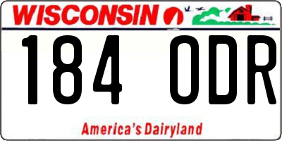 WI license plate 184ODR