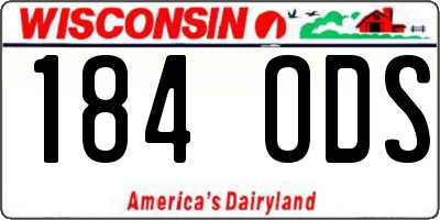 WI license plate 184ODS