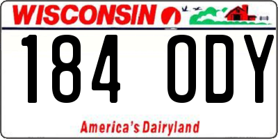 WI license plate 184ODY