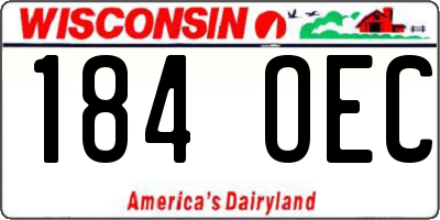 WI license plate 184OEC
