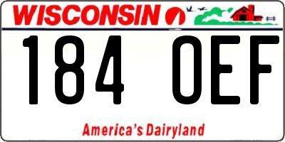 WI license plate 184OEF