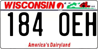 WI license plate 184OEH