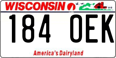WI license plate 184OEK
