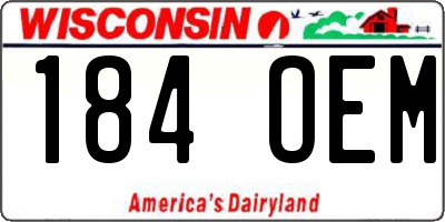 WI license plate 184OEM