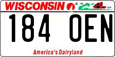 WI license plate 184OEN