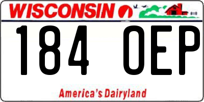 WI license plate 184OEP