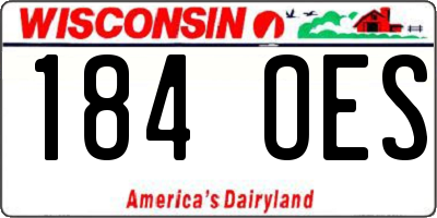 WI license plate 184OES