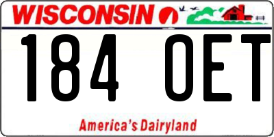 WI license plate 184OET