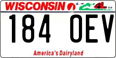 WI license plate 184OEV