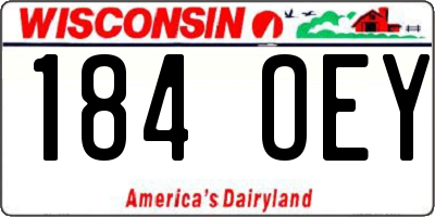 WI license plate 184OEY