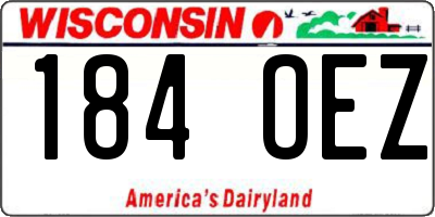 WI license plate 184OEZ